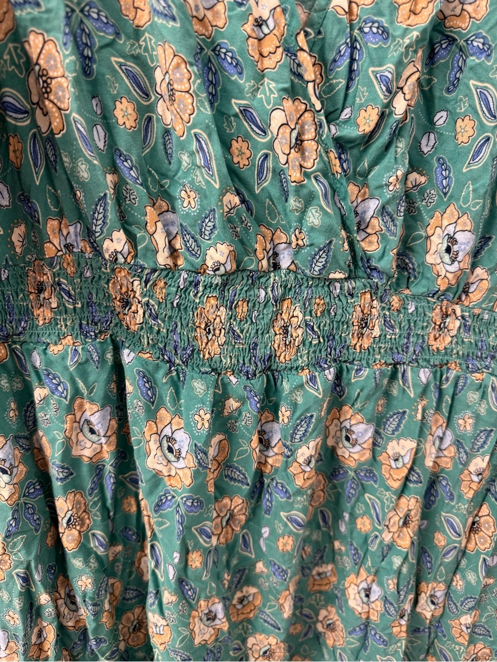 BloomChic Teal Floral Midi Dress with Cream Accents 22/24 plus garden boho - Picture 4 of 7